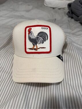 Lids White Trucker Hat with Rooster Patch